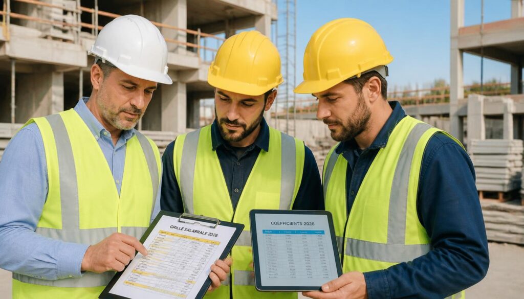 Grille des salaires du bâtiment 2026 et coefficients